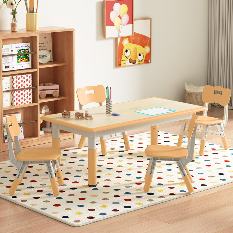 Zoomie Kids Alaistair Kids Table and 4 Chairs Set, Multi Levels Height